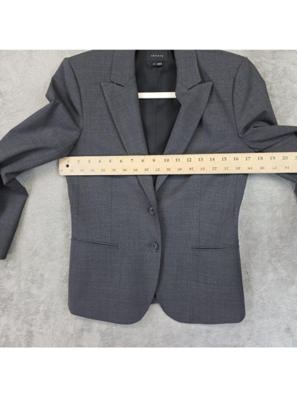 Theory Blazer Womens 6 Gray Virgin Wool Two Button Lined Slim Jacket Career - Picture 8 of 10